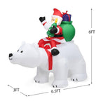 6.5 ft. Pre-Lit LED Lights Christmas Inflatable Santa Riding Polar Bear Christmas Inflatable Shaking Head LED Lights