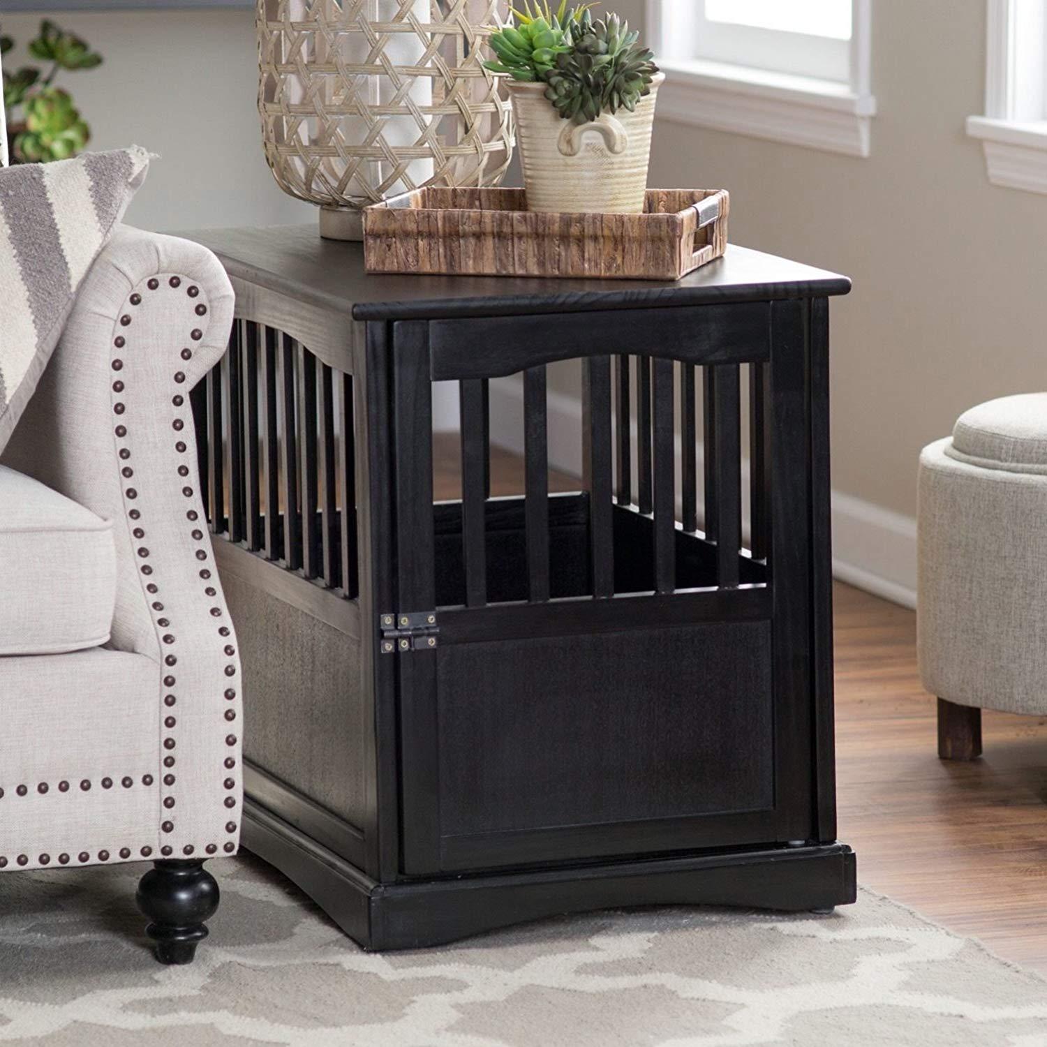 Newport Dog Crate Kennel CaBed Night Stand End Table Furniture Cave House Room LarSize/Black.