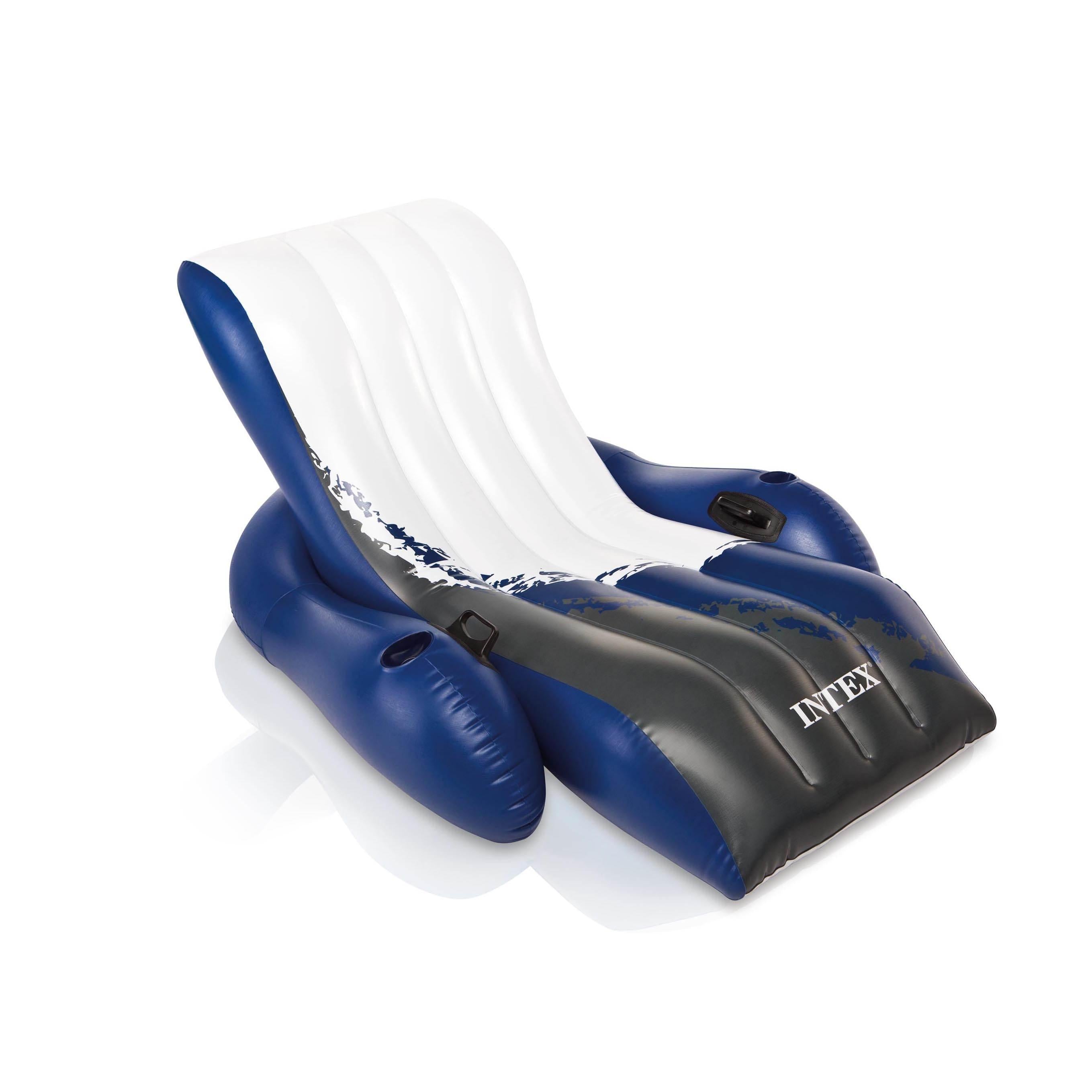 Inflatable Floating Lounge Pool Recliner Chair with Cup Holders (4 Pack)