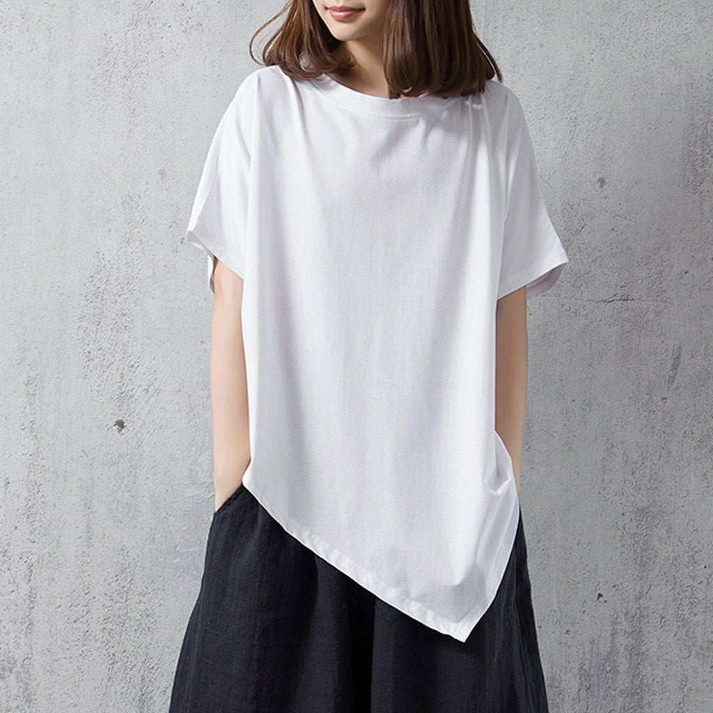 babakud solid casual loose irregular t-shirt