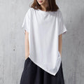 babakud solid casual loose irregular t-shirt