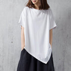 babakud solid casual loose irregular t-shirt