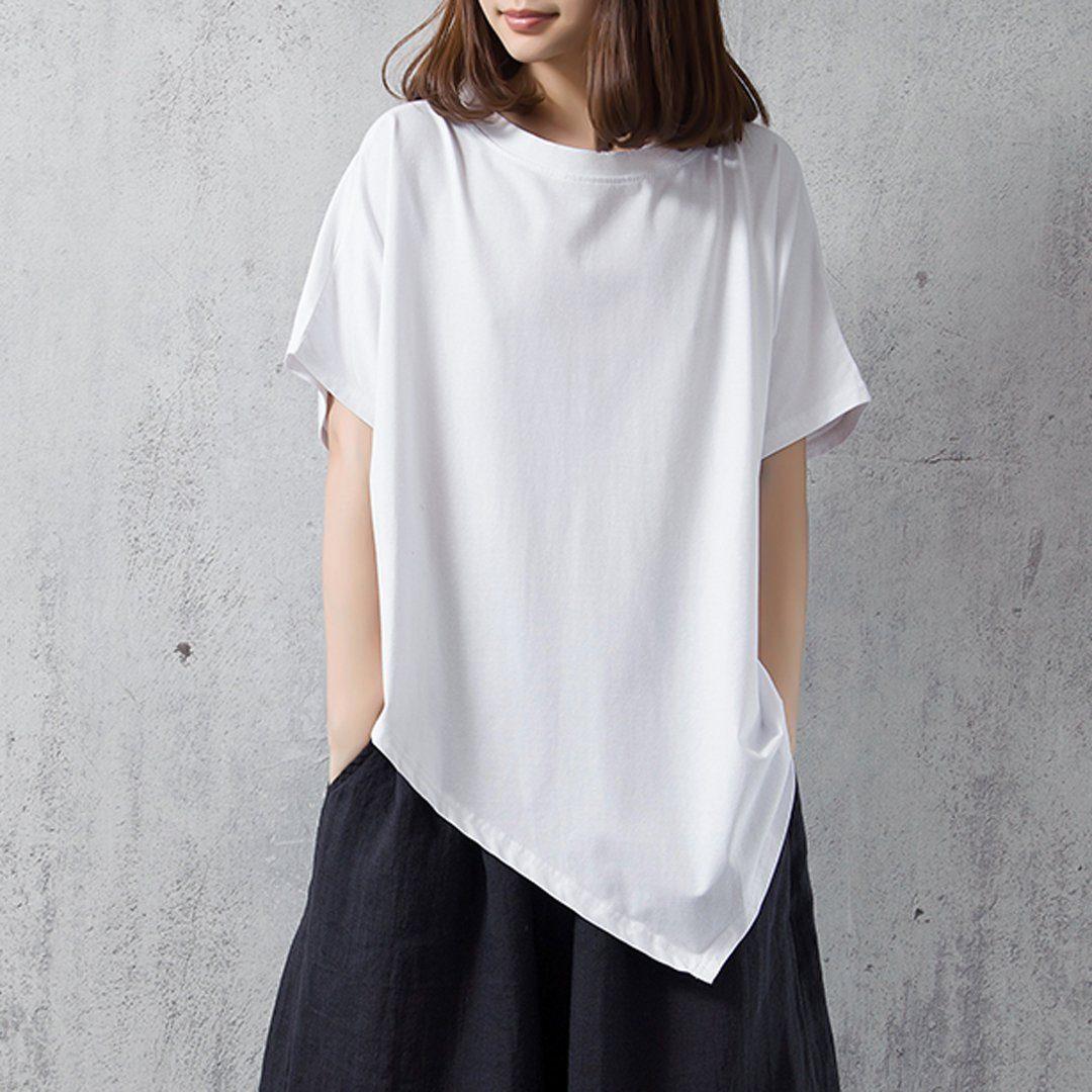 babakud solid casual loose irregular t-shirt