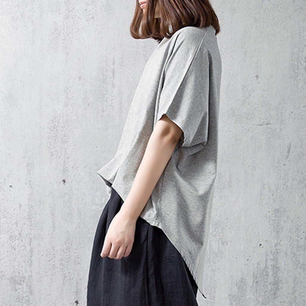 babakud solid casual loose irregular t-shirt