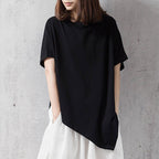 babakud solid casual loose irregular t-shirt
