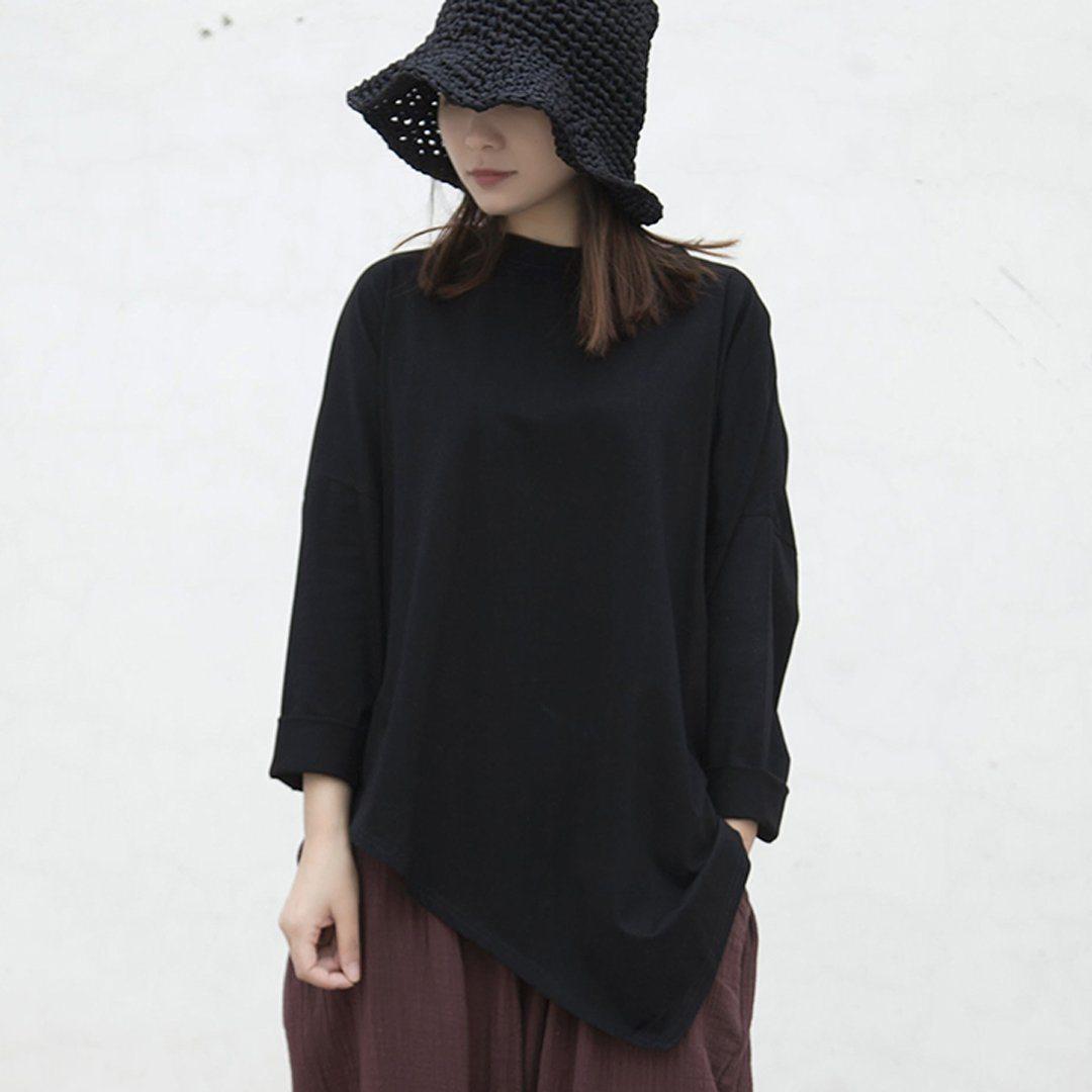 babakud solid casual loose irregular t-shirt