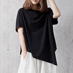 babakud solid casual loose irregular t-shirt