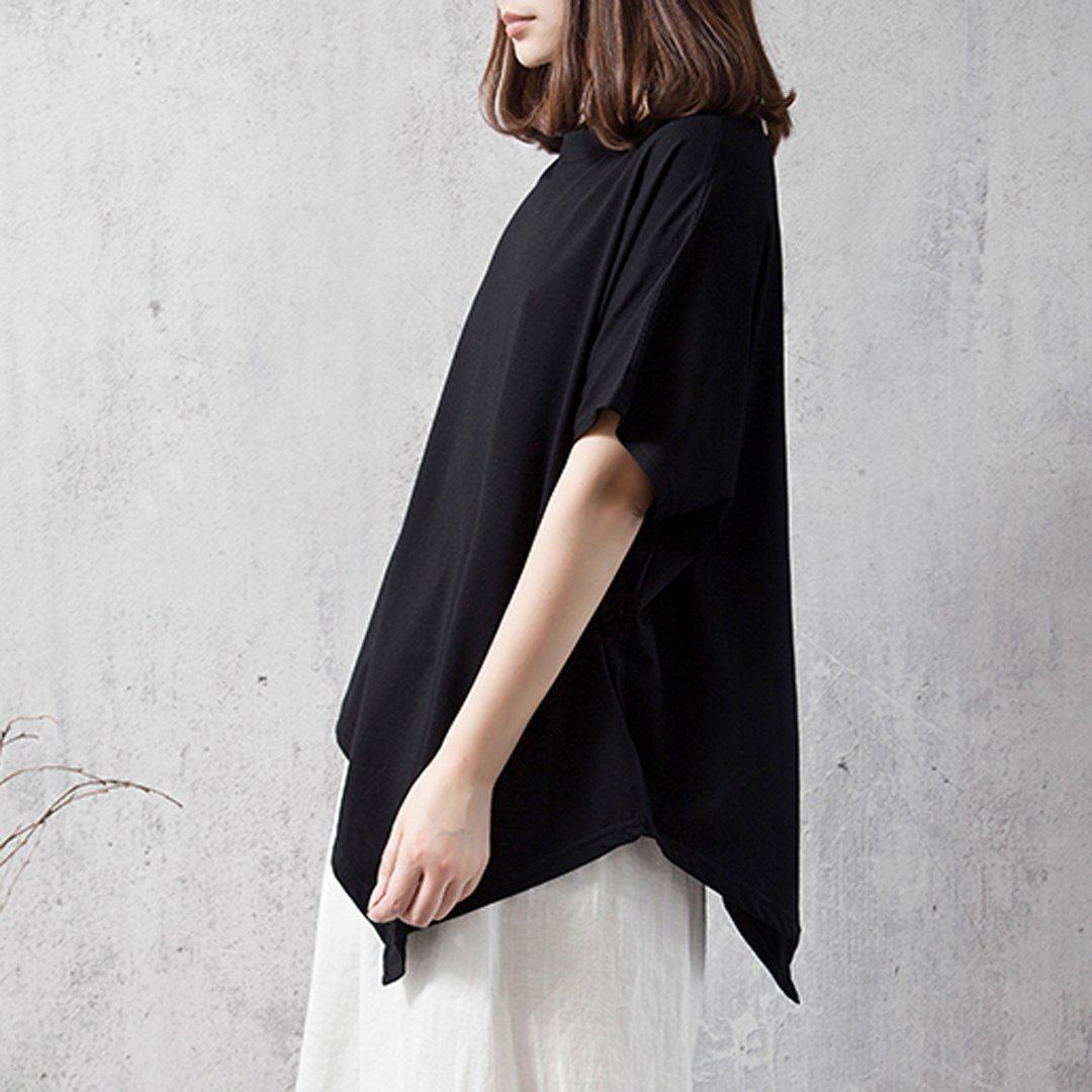 babakud solid casual loose irregular t-shirt