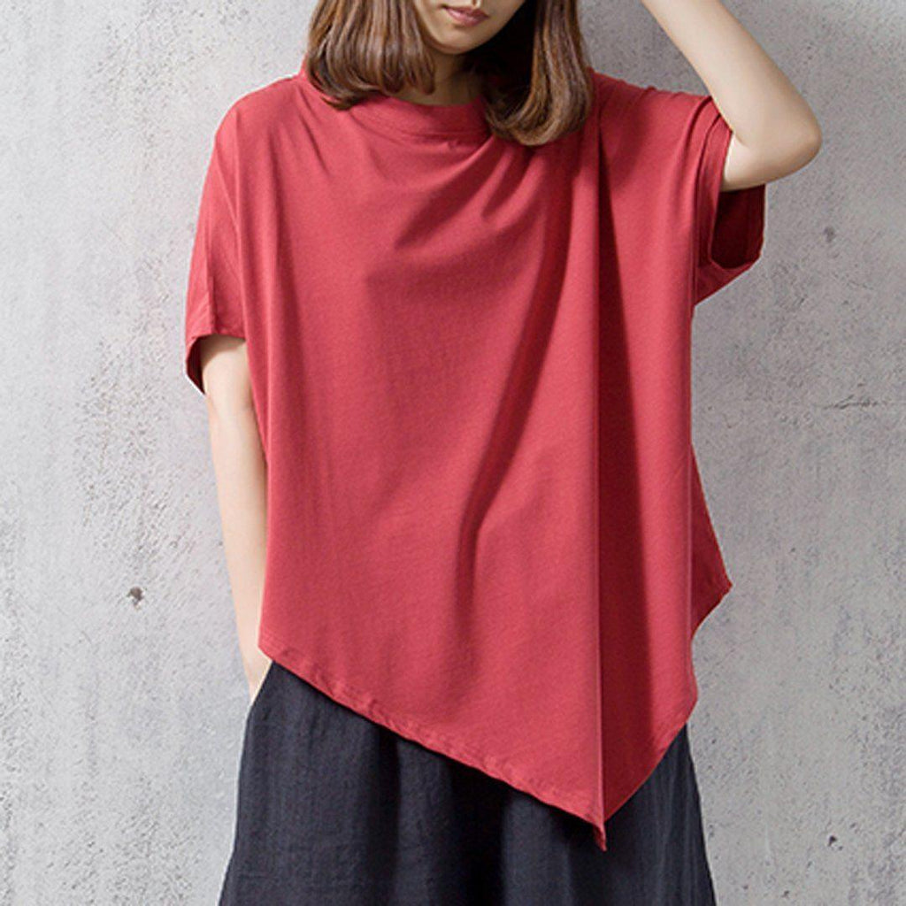 babakud solid casual loose irregular t-shirt
