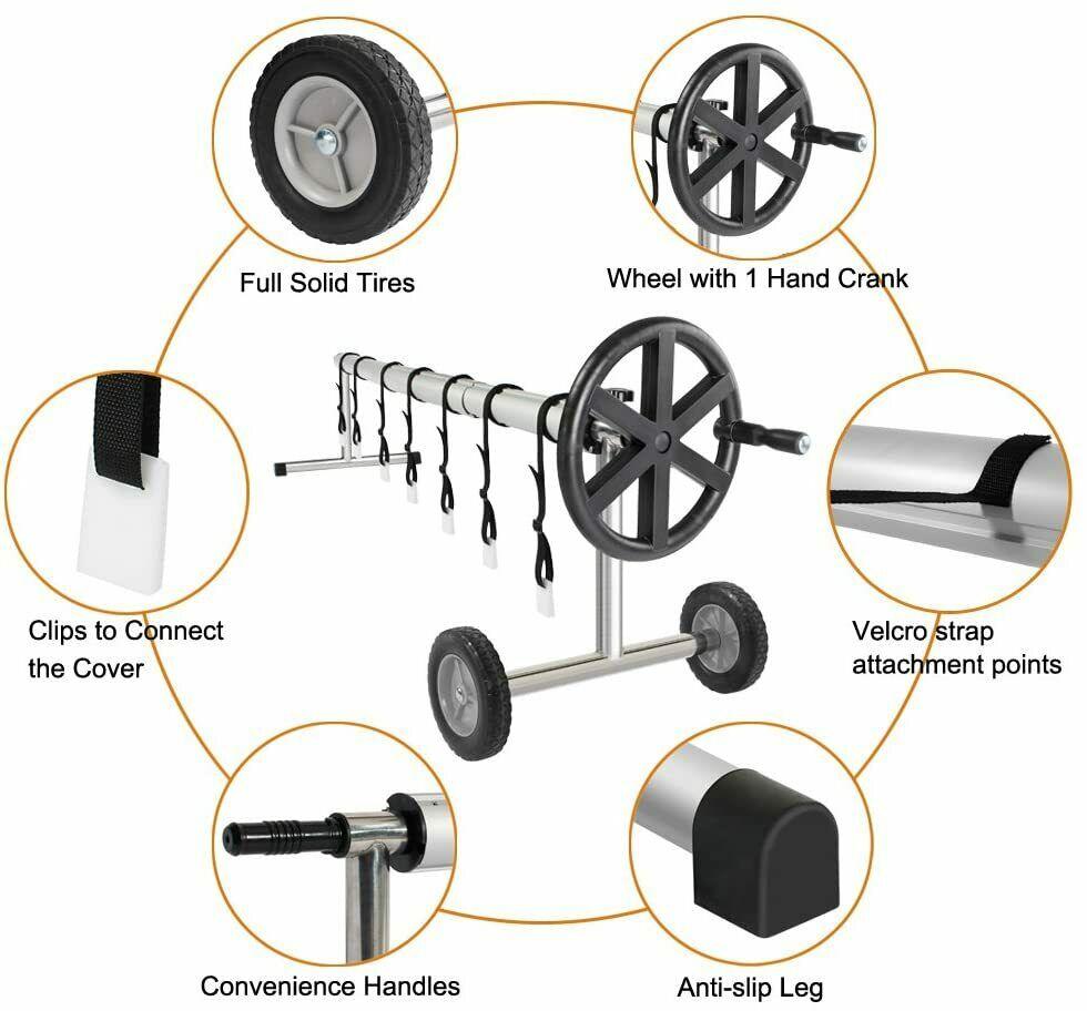 up to 21-feet swimming pool cover reel set inground solar blanket roller reel us