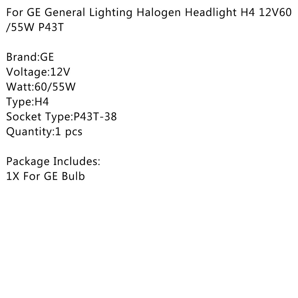 For GE General Lighting Halogen Headlight H4 12V60/55W P43T Generic