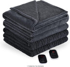 [Lanuch]  Size 100" x 90" Electric Heated Throw Blanket, Dual Controllers, 5 Year Warranty, Velvet/Sherpa, 10 Heating Levels &amp; 1-12H Auto Off, Over-Heat Protect, ETL, Machine Washable