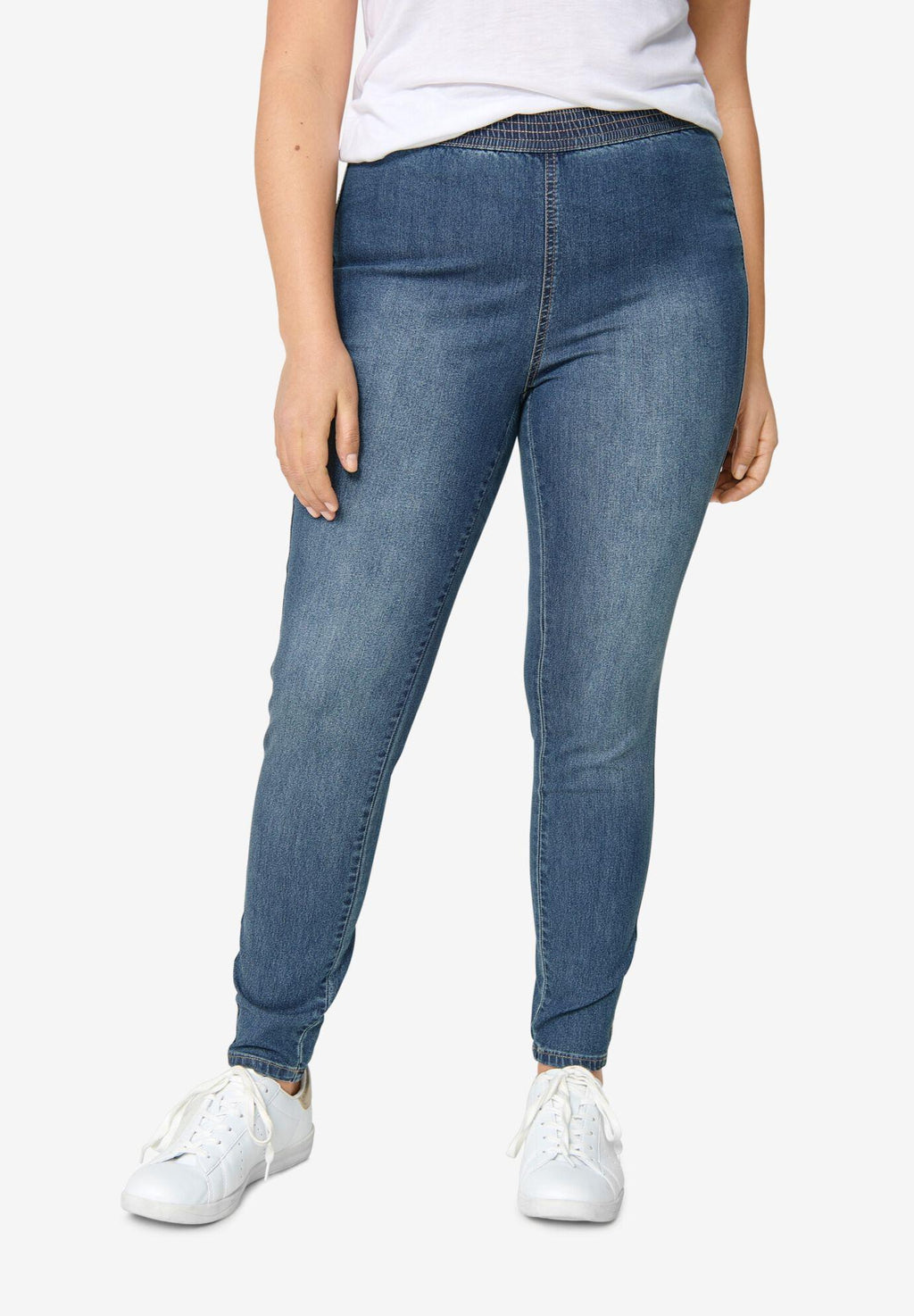 elastic waist denim jeggings