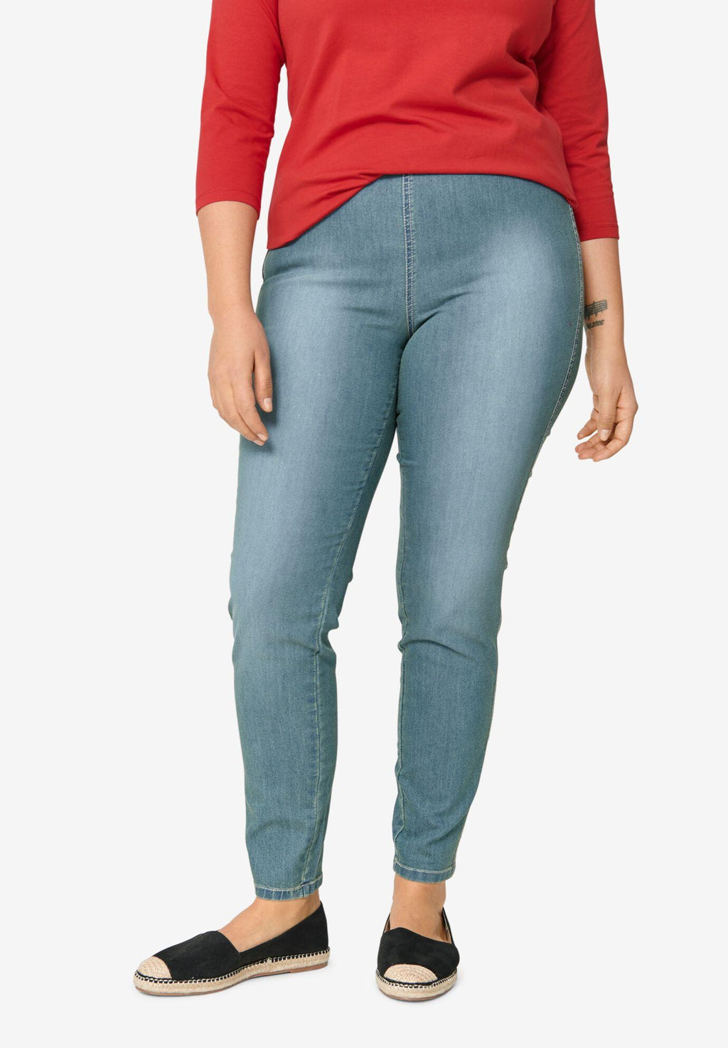 elastic waist denim jeggings