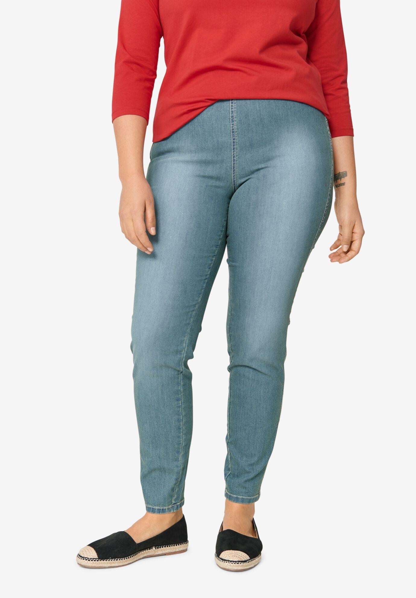 elastic waist denim jeggings