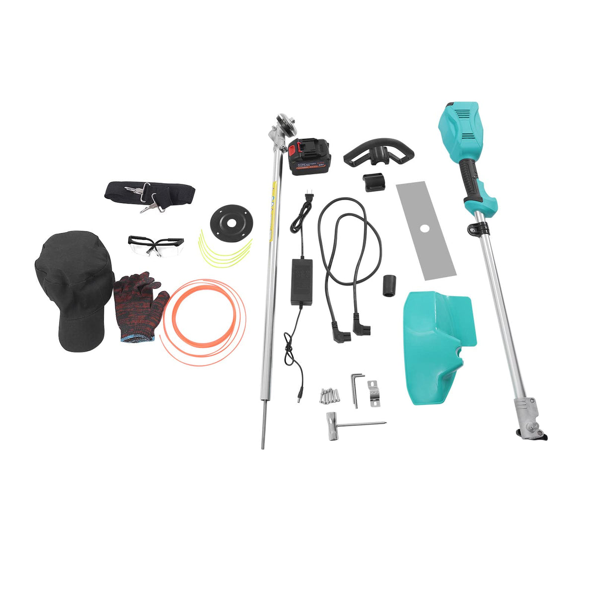Electric Lawn Trimmer, Handheld Lawn Mower Garden Grass Cutter with Grass Shield &amp; Shoulder Strap, 11000Rpm Outdoor Rechargeable Lithium Battery Portable Weeder Shrub Orchard Pruning Machine