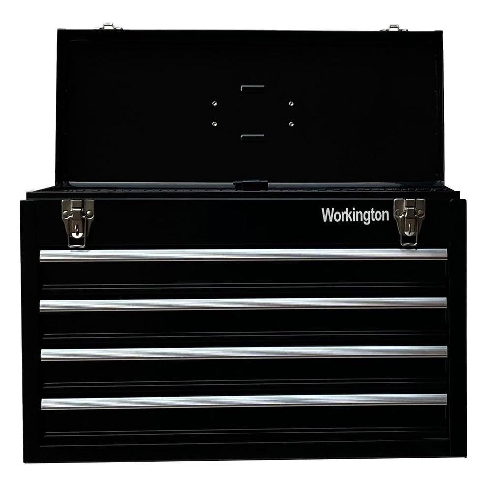 Portable Metal Tool Chest with 4 Drawers, 20" 4-Drawer Tool Chest Cabinet with Ball Bearing Drawer Slides, Steel Tool StoraBox Organizer 4004 Black