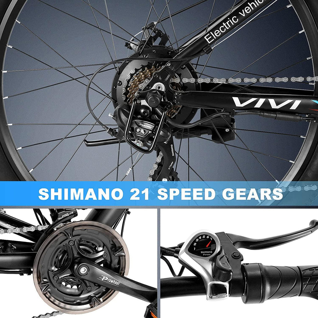 VIVI 27.5'' Electric Bike, Electric Mountain Bike, 22MPH 500W Ebike, Electric Bike for Adults with Removable 48V 10Ah Battery,  21 Speed