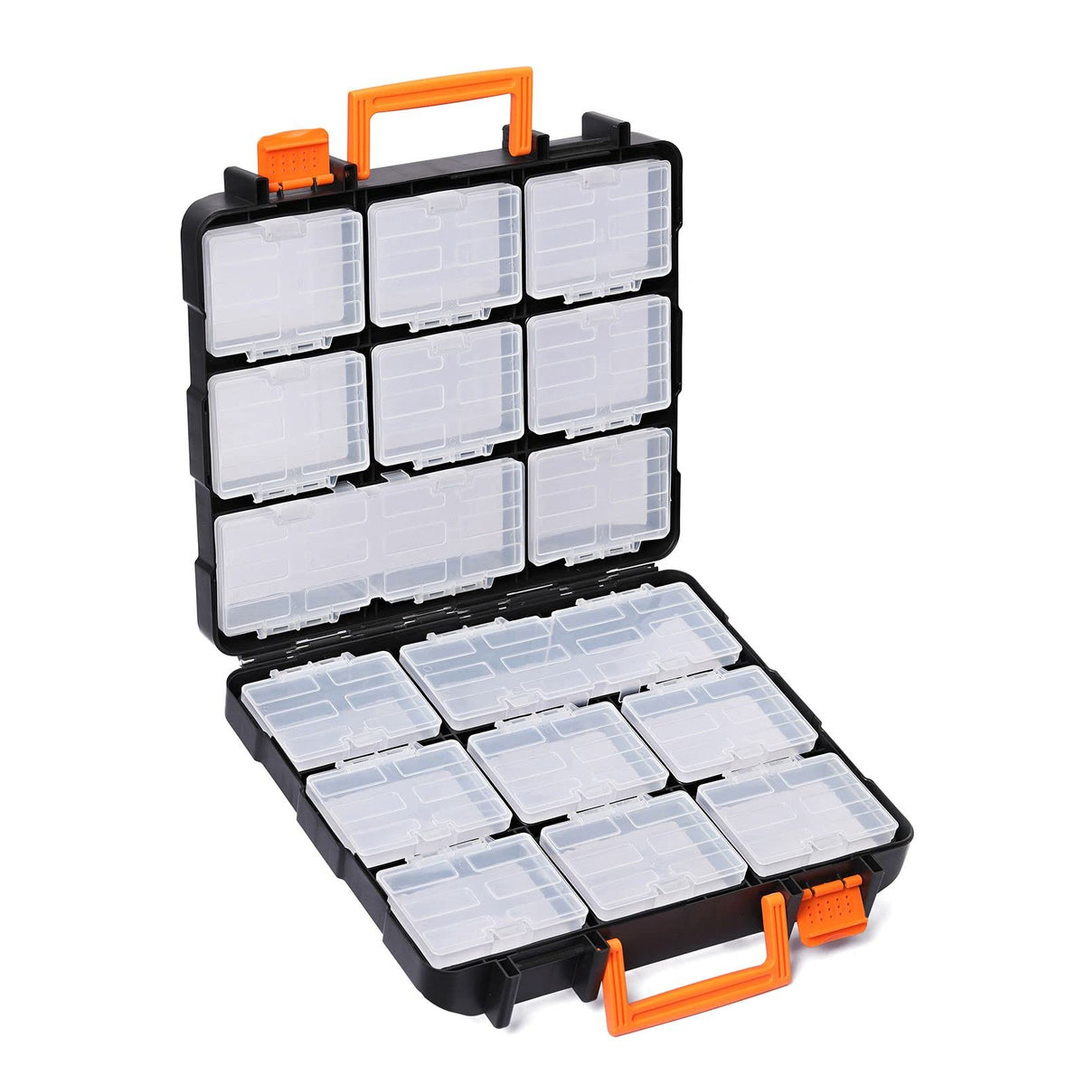 16 Compartments Detachable Toolbox Organizer,Hardware Organizer Box with Removable Sections,Carrying StoraCase for Patts,Screws,Bolts,Nuts,Toys
