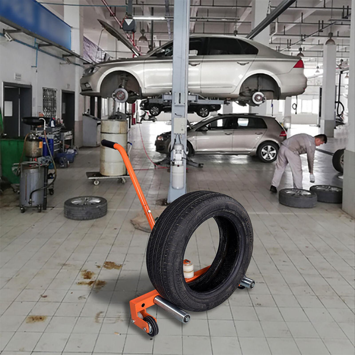 AAIN Heavy-Duty Adjustable Truck Tire Wheel Dolly Cart Easy Tire Lifting Tool
