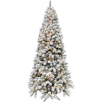 7.5 ft. Pre-Lit Flocked Silverton Artificial Christmas Tree with Clear LED String Lighting