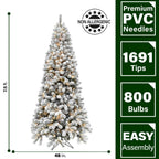 7.5 ft. Pre-Lit Flocked Silverton Artificial Christmas Tree with Clear LED String Lighting