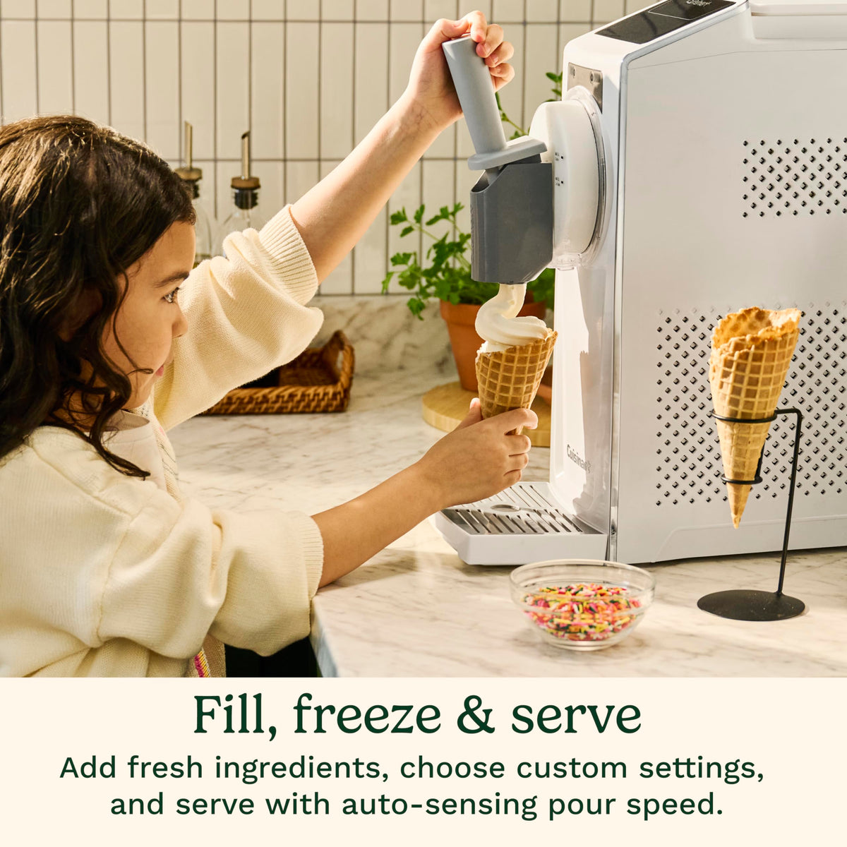 6-in-1 Slushy & Soft-Serve Maker, Ice Cream Maker Machine Makes Soft-Serve Ice Cream, Slushies, Sorbet and More, -Freeze Chill Technology Maintains Perfect Temperature, ICE-200