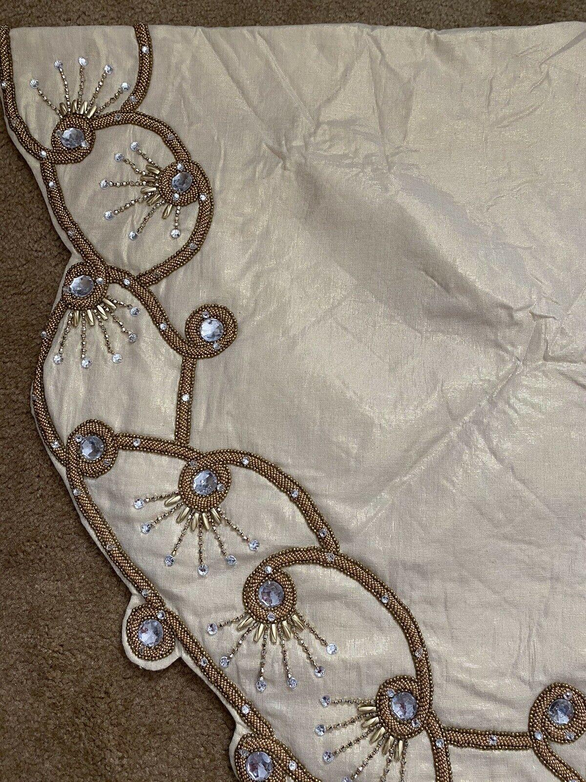 Kim Seybert Holiday Gold beaded And Embroidered Tree skirt- 60 Fabulous!