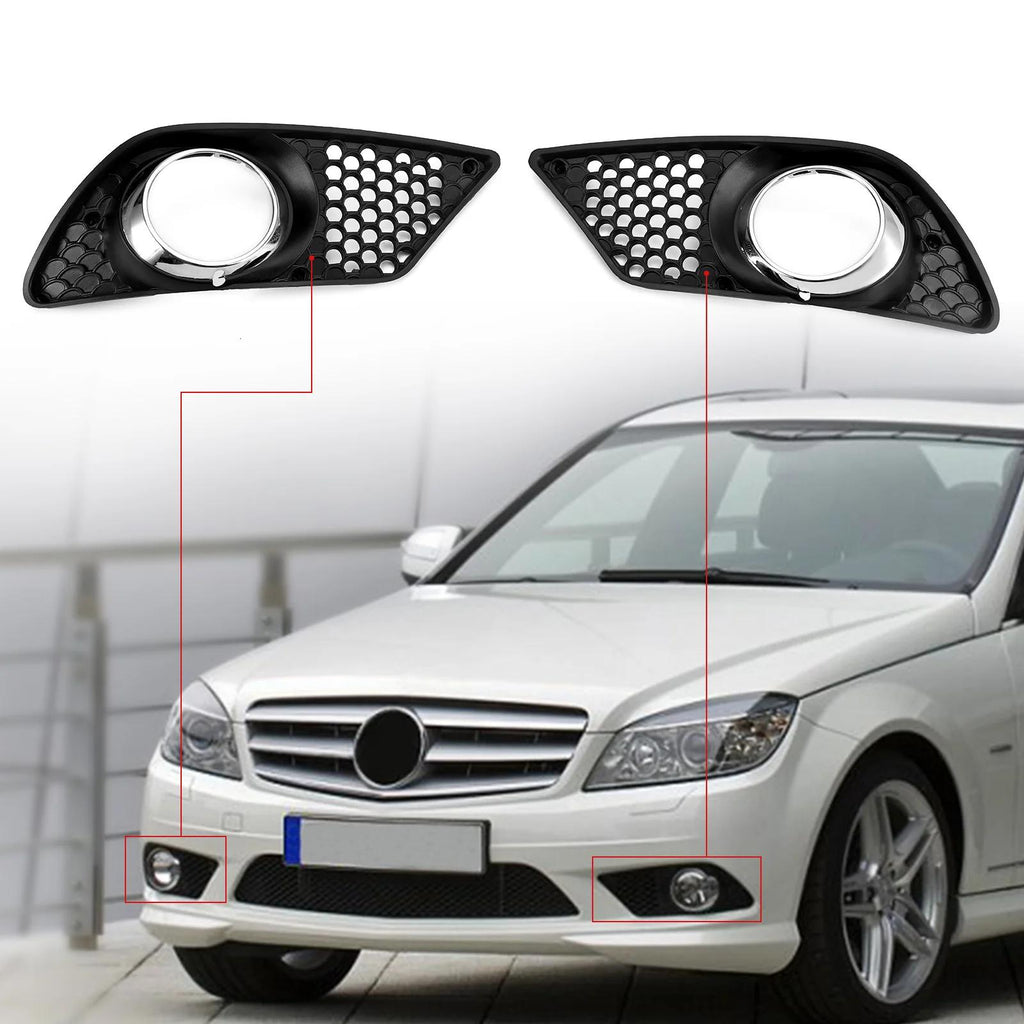 2008-2010 Benz C-Class W204 Pair Front Bumper Fog Light Grill Generic