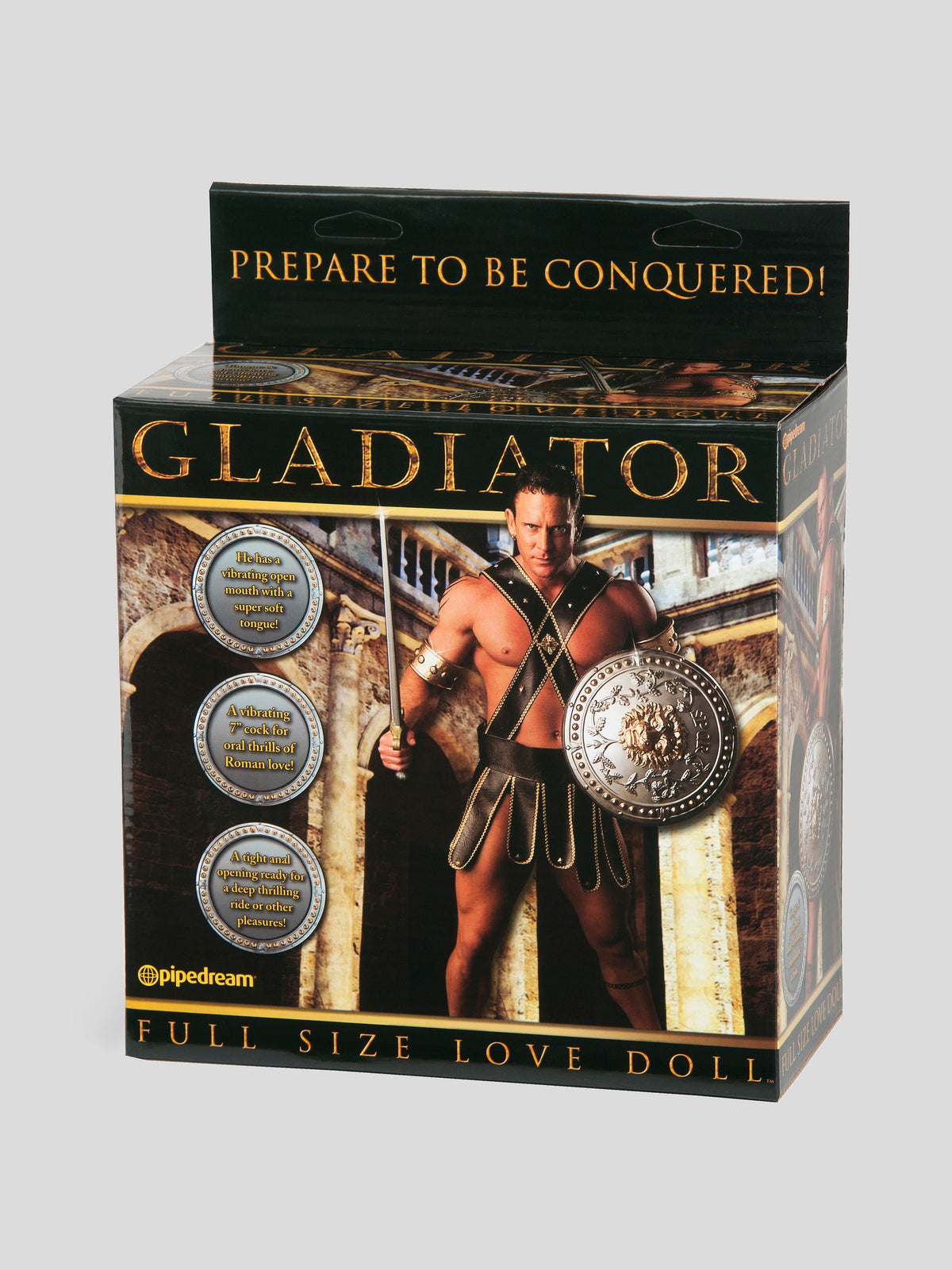 Gladiator Inflatable Male Sex Doll with 7 Inch Realistic Dildo 34.7oz, Flesh Pink