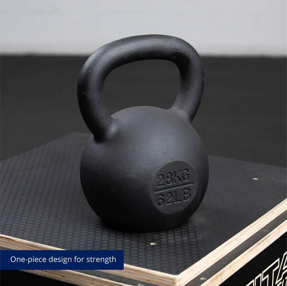 Fitness 28 KG Cast Iron Kettlebell, Single Piece Casting, KG and LB Markings, Full Body Workout