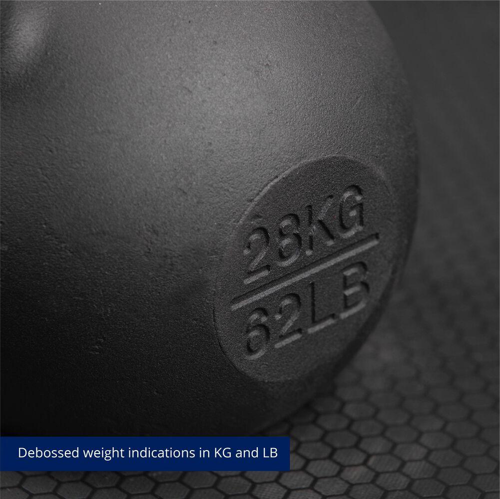 Fitness 28 KG Cast Iron Kettlebell, Single Piece Casting, KG and LB Markings, Full Body Workout