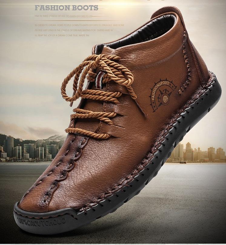 Autumn Winter Men's Big Size Leather Boots