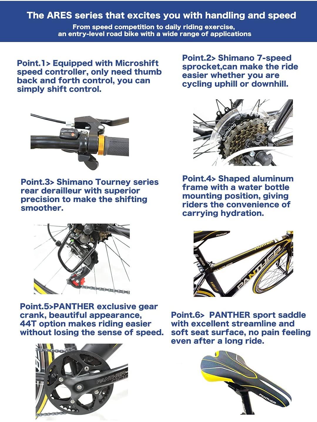 PANTHER(Japanese Brands) Hybrid Bike 7speeds, Shifting System Split Controller,Lightweight Aluminum Frame,700×25C Wheels, Release Disassembled Wheels