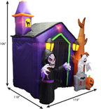 8.5 Foot Halloween Inflatable Haunted House Castle with Skeleton, Ghost, Tree and Pumpkin Lights Decor Outdoor Indoor Holiday Decorations, Blow up Lighted Yard Decor, Lawn Inflatables Home Family Outside