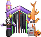 8.5 Foot Halloween Inflatable Haunted House Castle with Skeleton, Ghost, Tree and Pumpkin Lights Decor Outdoor Indoor Holiday Decorations, Blow up Lighted Yard Decor, Lawn Inflatables Home Family Outside