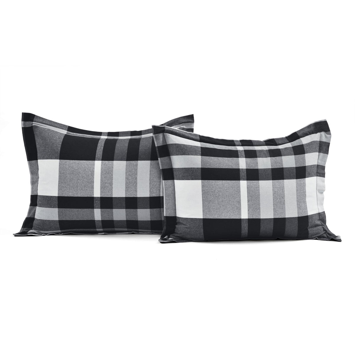 Lush Decor Farmhouse Yarn Dyed Plaid Eco-Friendly Recycled Cotton Reversible Comforter, Full/Queen, Black/White, 5-Pc Set
