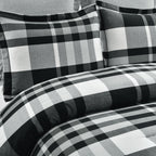 Lush Decor Farmhouse Yarn Dyed Plaid Eco-Friendly Recycled Cotton Reversible Comforter, Full/Queen, Black/White, 5-Pc Set