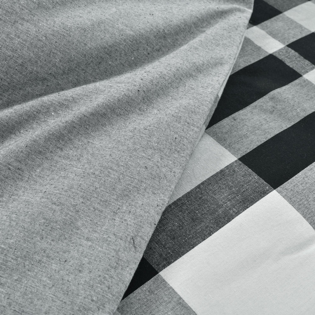Lush Decor Farmhouse Yarn Dyed Plaid Eco-Friendly Recycled Cotton Reversible Comforter, Full/Queen, Black/White, 5-Pc Set