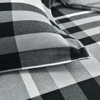Lush Decor Farmhouse Yarn Dyed Plaid Eco-Friendly Recycled Cotton Reversible Comforter, Full/Queen, Black/White, 5-Pc Set