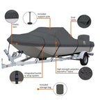 Model C6 16 ft. 6 in. to 17 ft. 6 in. L, Beam Width to 87 in. W StormPro Charcoal Tri-Hull Outboard Boat Cover Fits