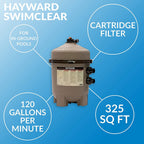 hayward w3c3030 325 square feet swimclear outdoor inground cartridge pool filter