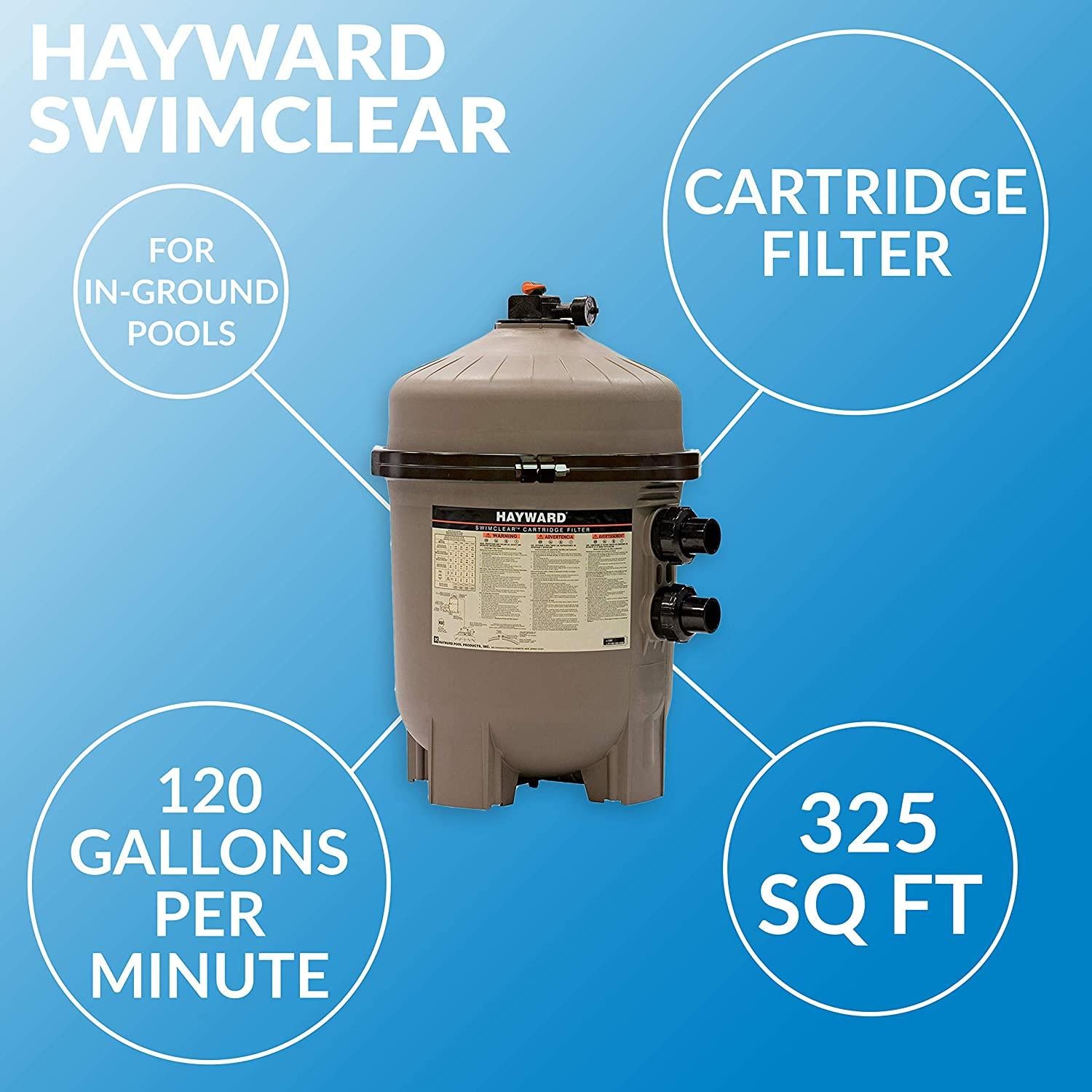 hayward w3c3030 325 square feet swimclear outdoor inground cartridge pool filter