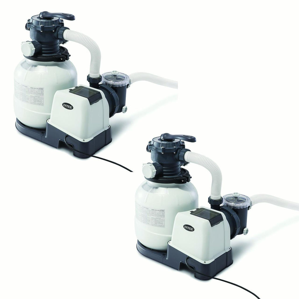 intex 2100 gph above ground pool sand filter pump with automatic timer (2 pack)