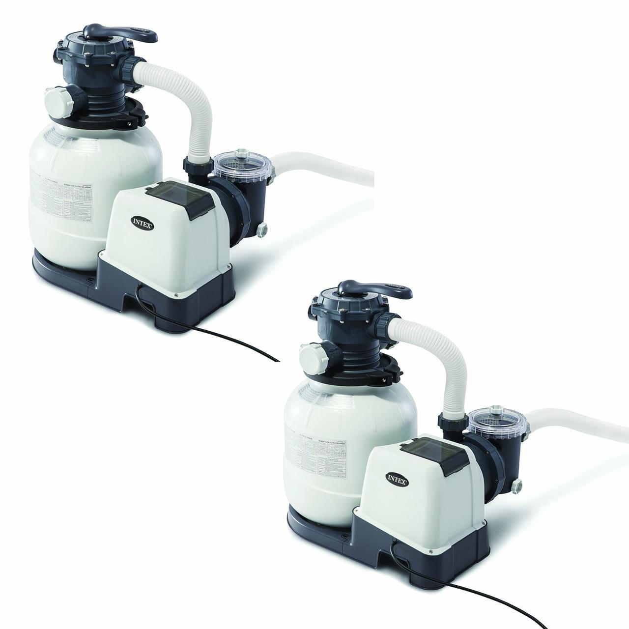 intex 2100 gph above ground pool sand filter pump with automatic timer (2 pack)