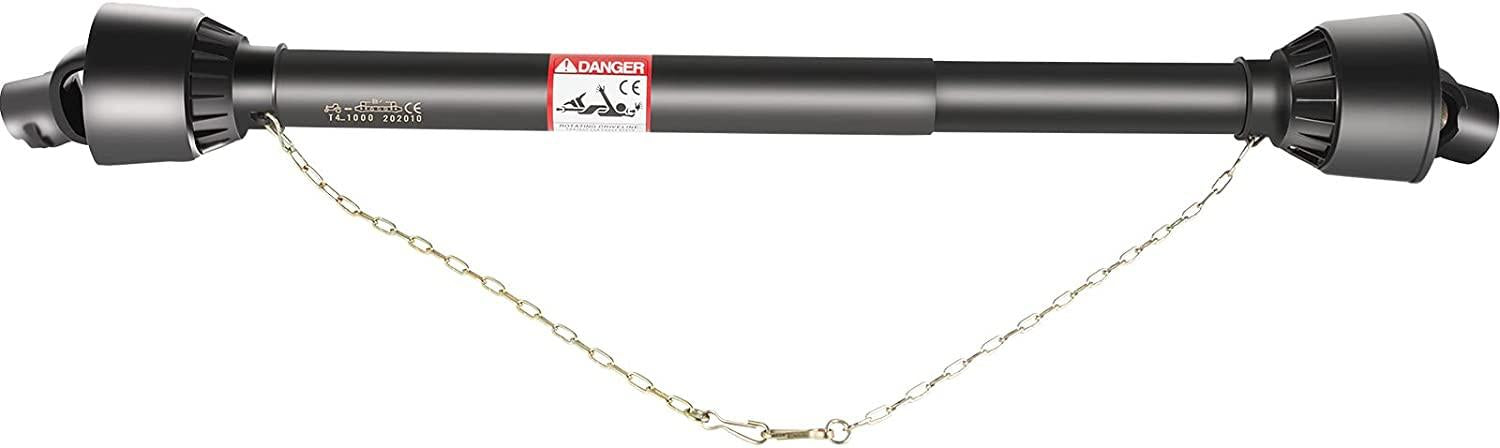 vevor pto shaft, 1-3/8" pto drive shaft, 6 spline end and round implement end pto driveline shaft, series 4 tractor pto shaft, 51"-75" brush hog pto shaft, for finish mower, rotary cutter