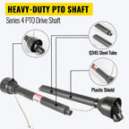 vevor pto shaft, 1-3/8" pto drive shaft, 6 spline end and round implement end pto driveline shaft, series 4 tractor pto shaft, 51"-75" brush hog pto shaft, for finish mower, rotary cutter