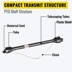 vevor pto shaft, 1-3/8" pto drive shaft, 6 spline tractor, round implement ends pto driveline shaft, series 4 tractor pto shaft, 43"-61" brush hog pto shaft black, for finish mower, rotary cutter