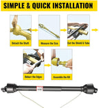 vevor pto shaft, 1-3/8" pto drive shaft, 6 spline tractor, round implement ends pto driveline shaft, series 4 tractor pto shaft, 43"-61" brush hog pto shaft black, for finish mower, rotary cutter