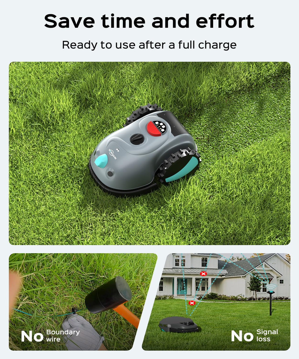 V100 Robotic Lawn Mower – Visual Navigation &amp; Smart Obstacle Avoidance, Adjustable Cutting Height 0.8–2.4 in, Low-Noise Auto Mowing for Small Lawns up to 1,600 sq ft